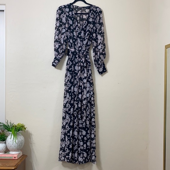 BCBG Floral Culotte Jumpsuit Long sleeve size small - Picture 2 of 16